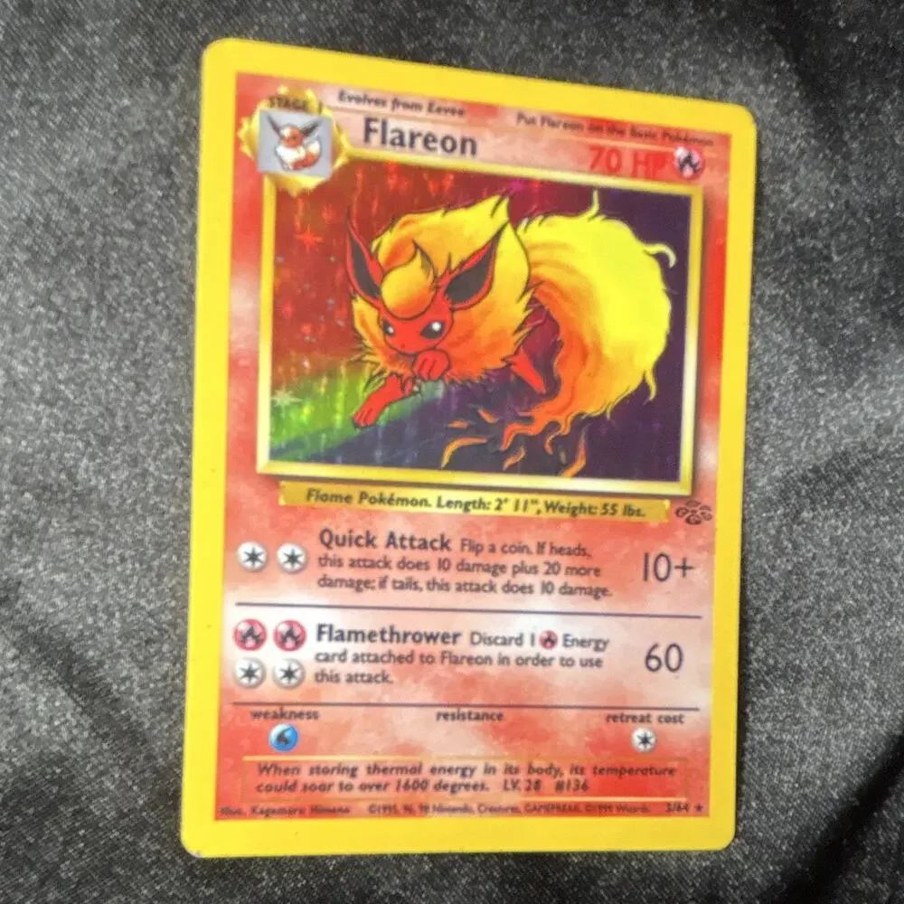 Pokemon TCG Jungle Flareon 3/64 Holo Rare 1999 English WOTC Pokemon Card